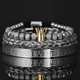Luxury Roman Royal Crown Steel Bracelet Set