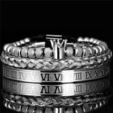 Luxury Roman Royal Crown Steel Bracelet Set