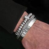 Luxury Roman Royal Crown Steel Bracelet Set