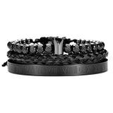 Luxury Roman Royal Crown Steel Bracelet Set