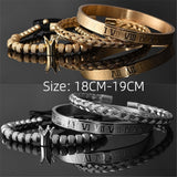 Luxury Roman Royal Crown Steel Bracelet Set