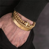 Luxury Roman Royal Crown Steel Bracelet Set
