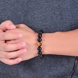 Natural Black Onyx & Tiger Eye Stones Beads Bracelet