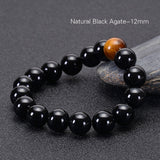 Natural Black Onyx & Tiger Eye Stones Beads Bracelet