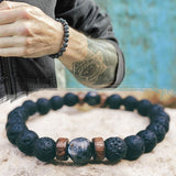 Black Lava Stone Tibetan Men's Bracelet