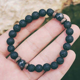 Black Lava Stone Tibetan Men's Bracelet