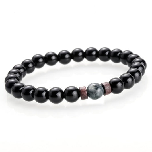 Black Lava Stone Tibetan Men's Bracelet