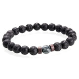 Black Lava Stone Tibetan Men's Bracelet