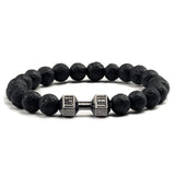 Black Lava Stones Dumbbell Bracelet - Crazy Fox