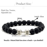 Black Lava Stones Dumbbell Bracelet - Crazy Fox