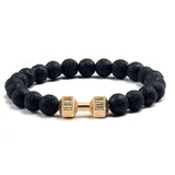 Black Lava Stones Dumbbell Bracelet - Crazy Fox