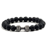 Black Lava Stones Dumbbell Bracelet - Crazy Fox