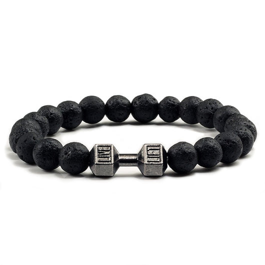 Black Lava Stones Dumbbell Bracelet - Crazy Fox