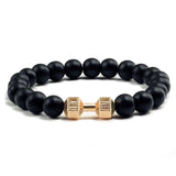Black Lava Stones Dumbbell Bracelet - Crazy Fox