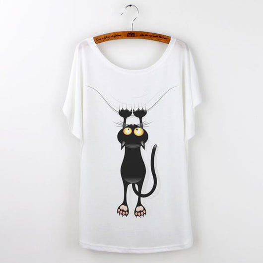 Hanging Cat Women's T-Shirt New Style - Crazy Fox