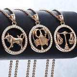 12 Zodiac Signs Necklace with Stones - Crazy Fox