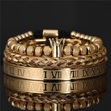 Luxury Roman Royal Crown Steel Bracelet Set