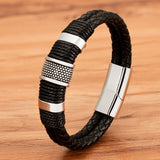 Woven Leather & Stainless Steel Bracelet