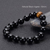 Natural Black Onyx & Tiger Eye Stones Beads Bracelet