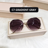 Oversized Curved & Trimmed Fashion Sunglasses