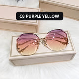 Oversized Curved & Trimmed Fashion Sunglasses