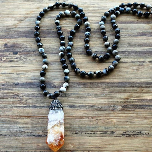 White Crystal Natural Stone Bead Necklace - Crazy Fox