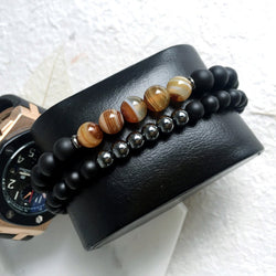 Black Mantra Bracelets Set - Crazy Fox