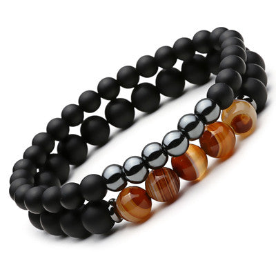 Black Mantra Bracelets Set - Crazy Fox